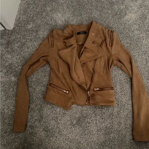 SHEIN brown suede biker jacket Size S